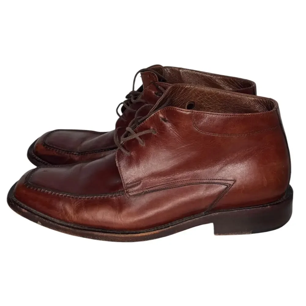 Vintage Lopez Taibo Leather Chukka Boots Brown Mens 8.5 Moc Toe